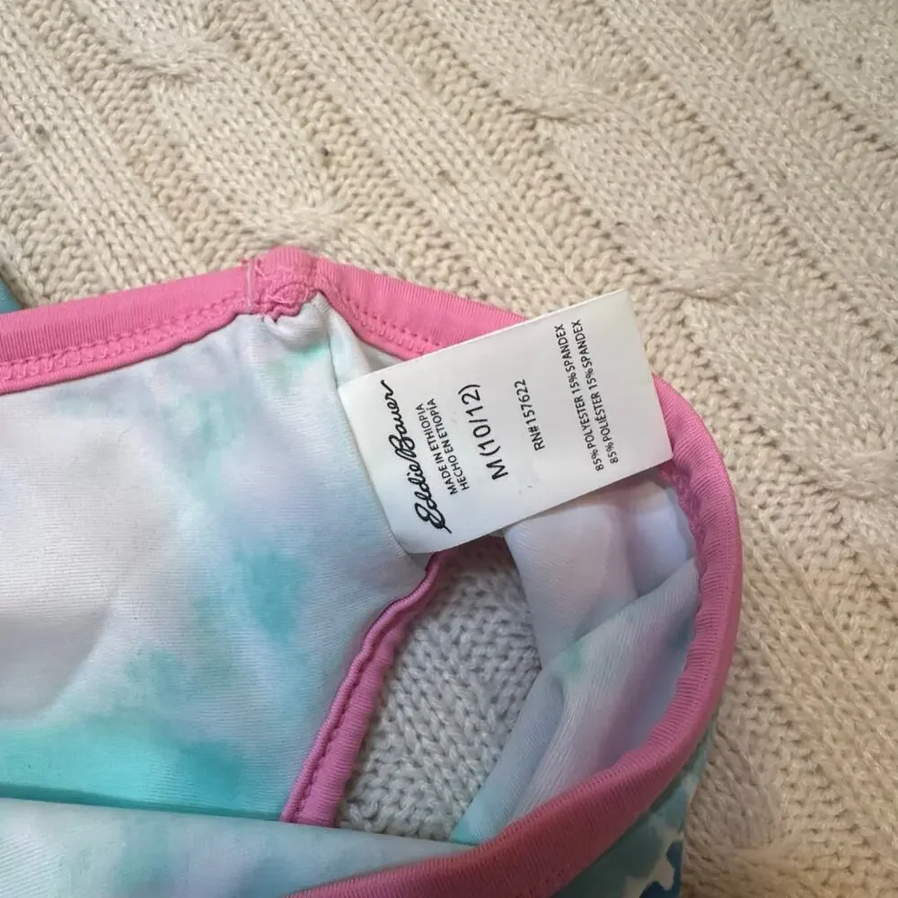 Eddie Bauer Three Piece Swimsuit Tankini with Rash Guard Top sz L (10-12)